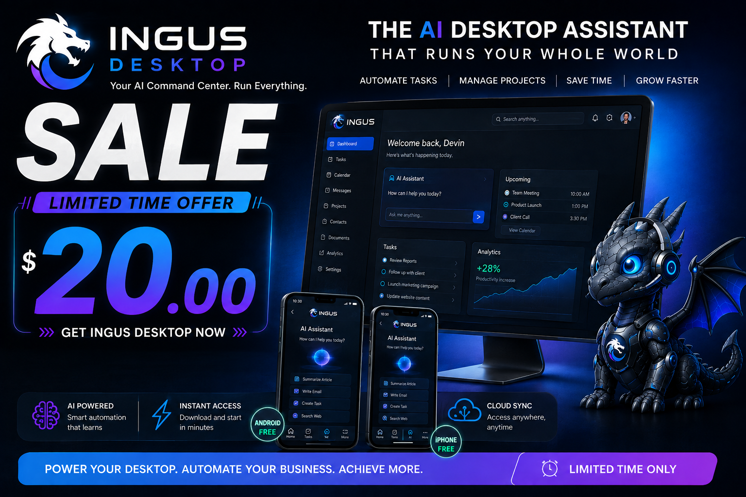 INGUS Desktop — the AI desktop assistant that runs your whole world.